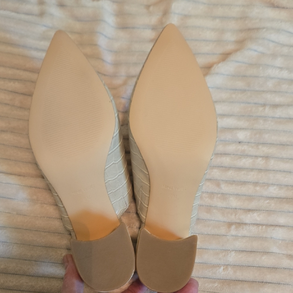 Nine West Beige Croc-Patterned Mules - Picture 7 of 13